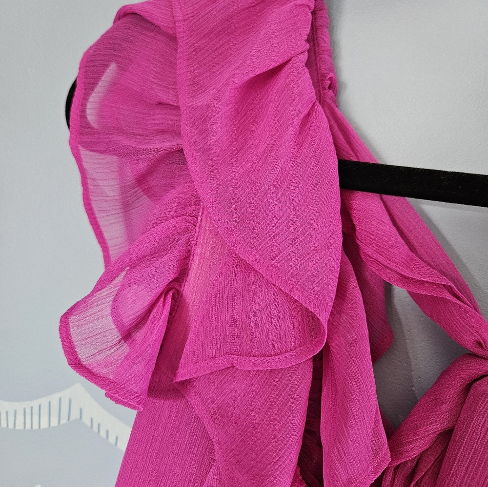 Banana Republic pink flowy Ruffle top. Womens XL - Picture 5 of 6